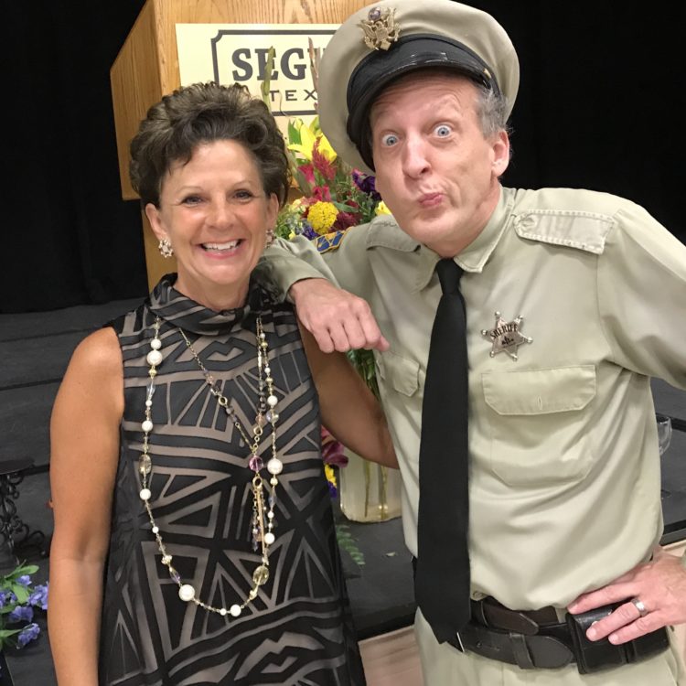 Seguin TX Chamber of Commerce Rik Roberts Barney Fife Impersonator Rik Roberts pictured here with read legend Jack Pattie (WVLK)